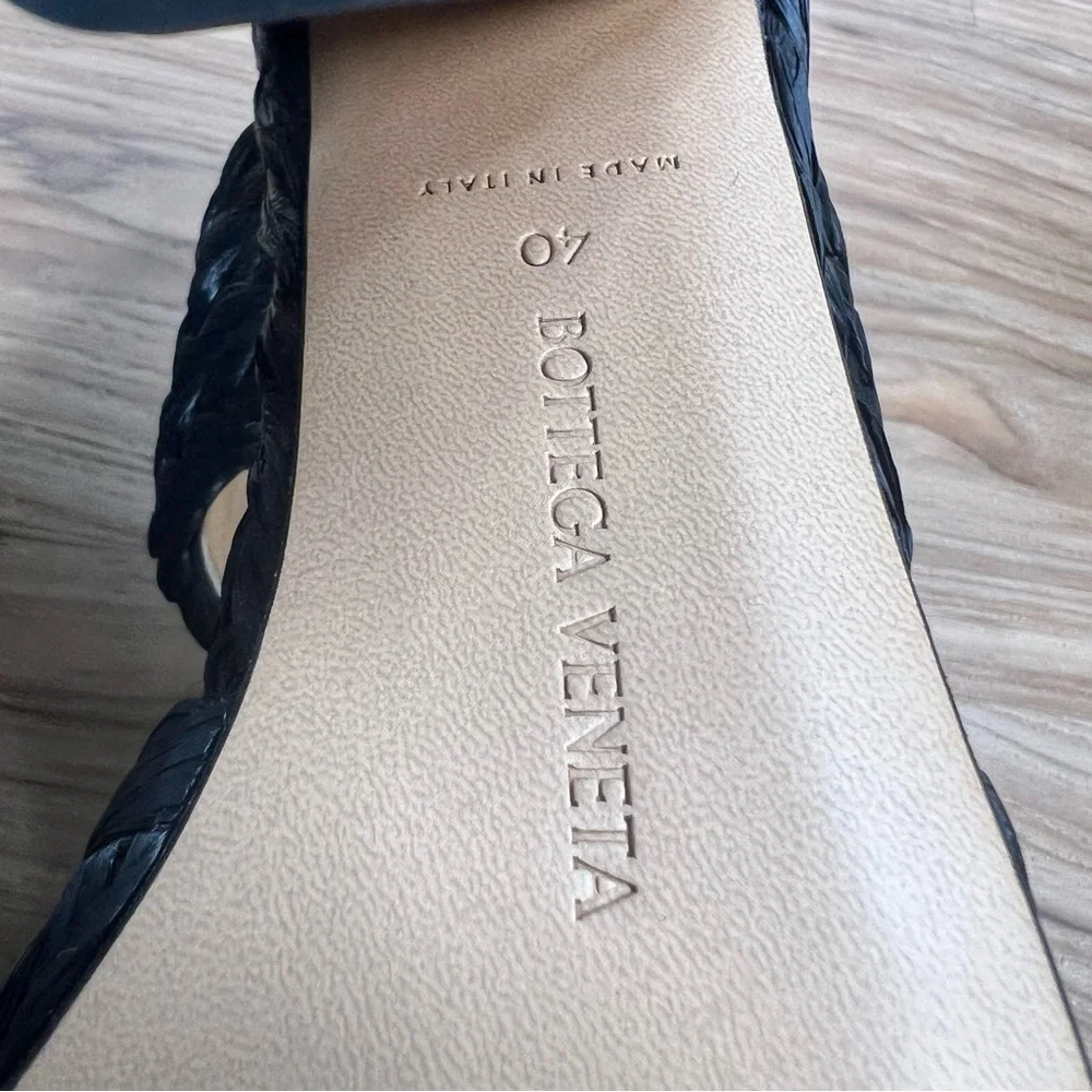 Bottega Veneta Woven Straw 120mm Platform Sandals Black Women's EU 40 / US 10